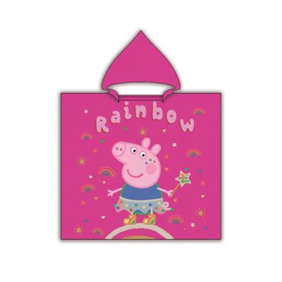 Pončo s kapucňou Peppa Pig - Rainbow (55cm x 110cm)