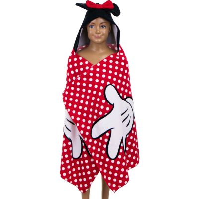 Pončo s kapucňou Minnie Mouse pre deti - červené, bodkované