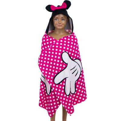 Pončo s kapucňou Minnie Mouse pre deti - ružové, bodkované